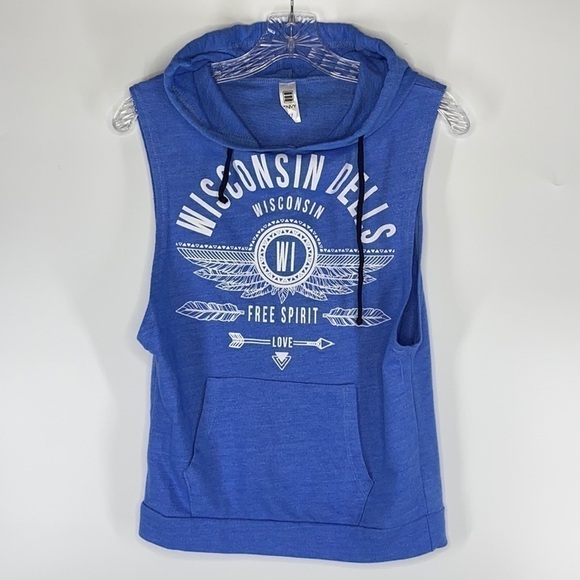 envy Tops - Wisconsin Dells Free Spirit Hooded Sleeveless Sweatshirt Size Medium